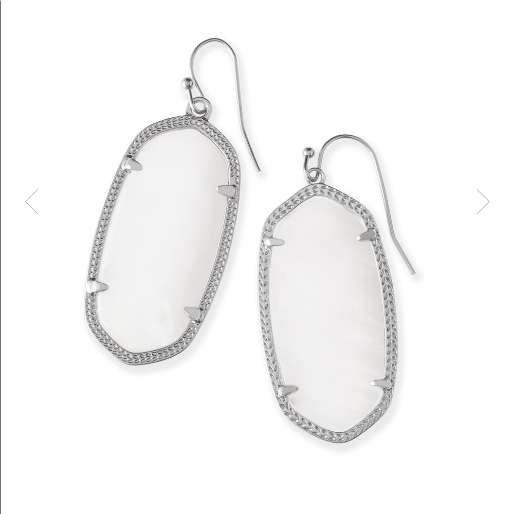 Elle Silver Drop Earrings in White Pearl
